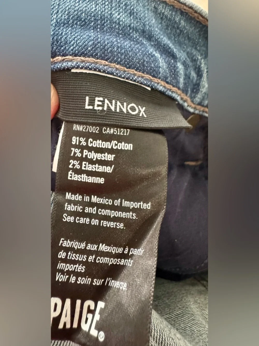 PAIGE Lennox Jeans‎ Mens 33 Slim Fit Derrik Blue Stretch Denim